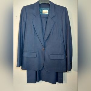 Pendleton Suit Womens Sz 10 Blue Wool Skirt Blazer Jacket Lined Vintage Business